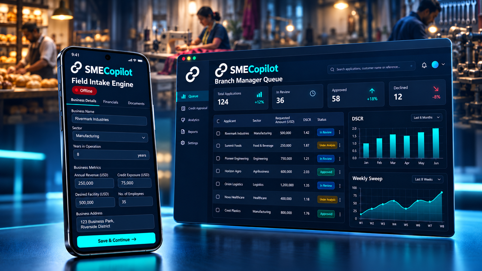 SMECopilot Mobile App & Branch Manager Queue